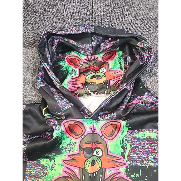 Five Nights At Freddys Game Over Mens Black Graphic Logo Hoodie Pullover AOP - Picture 5 of 9